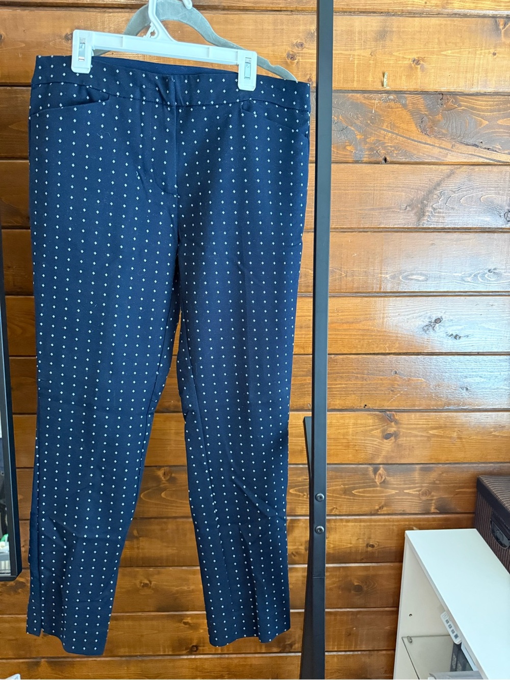 Le Château Navy Skinny Crop Pant with Subtle Pattern